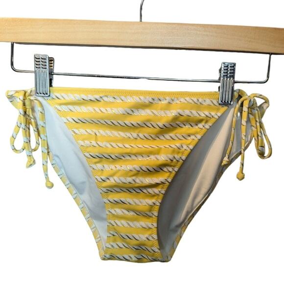 Victoria's Secret Pastel Yellow & Gold Tie Bikini Bottom Y2K Beach Pool Costal M - Picture 1 of 5